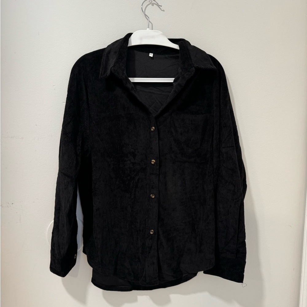 NWOT Black Corduroy Velvety Shirt